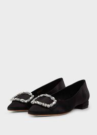 Lucinda Flat Shoes, Black, hi-res