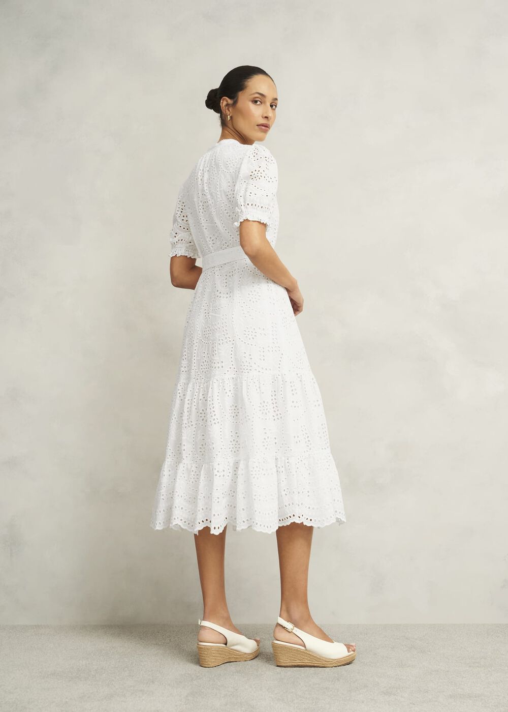 Rosanna Broderie Dress, Hobbs White, hi-res