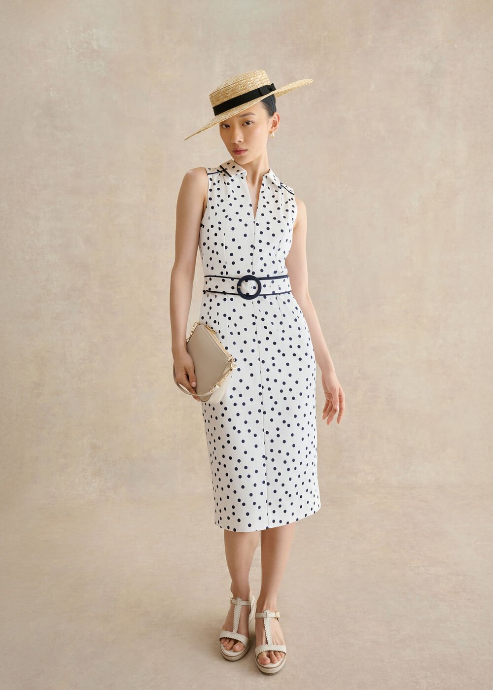 Nancy Spot Shift Dress, Ivory Midnight, hi-res