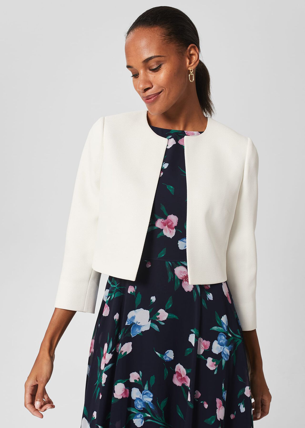 Elize Textured Jacket, Ivory, hi-res