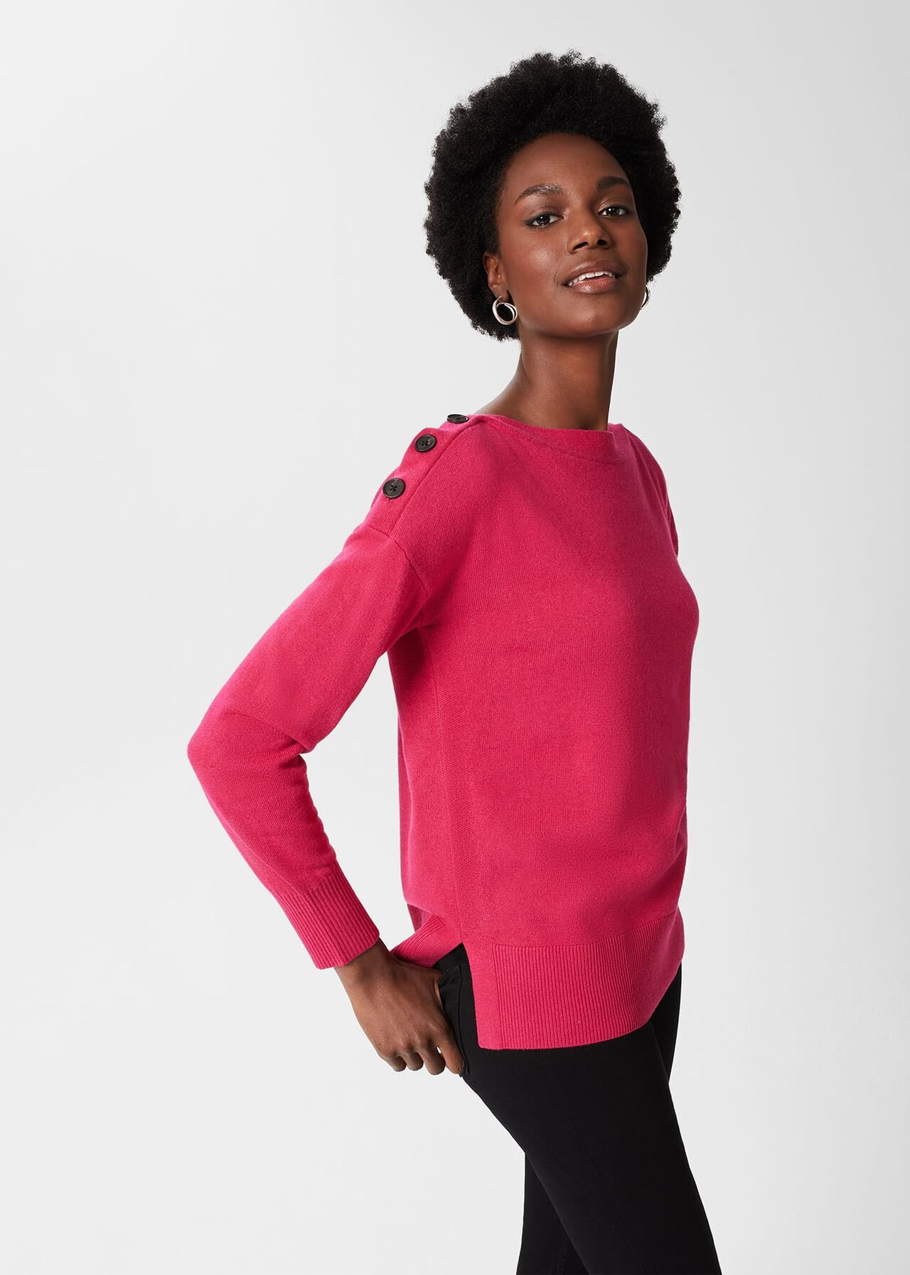Kayley Jumper With Cashmere, Raspberry Pink, hi-res