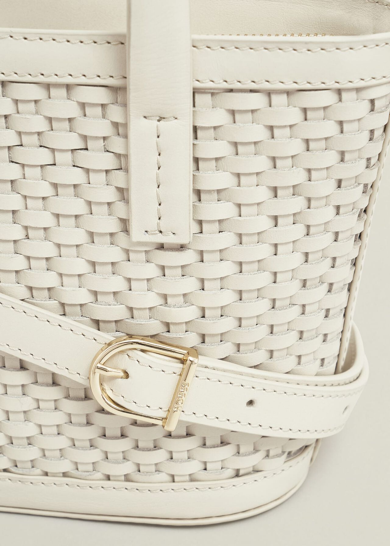 Posie Woven Leather Bag, Chalk Beige, hi-res