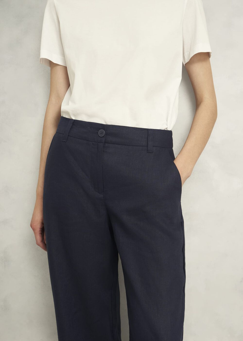 Lynn Linen Trousers, Navy, hi-res