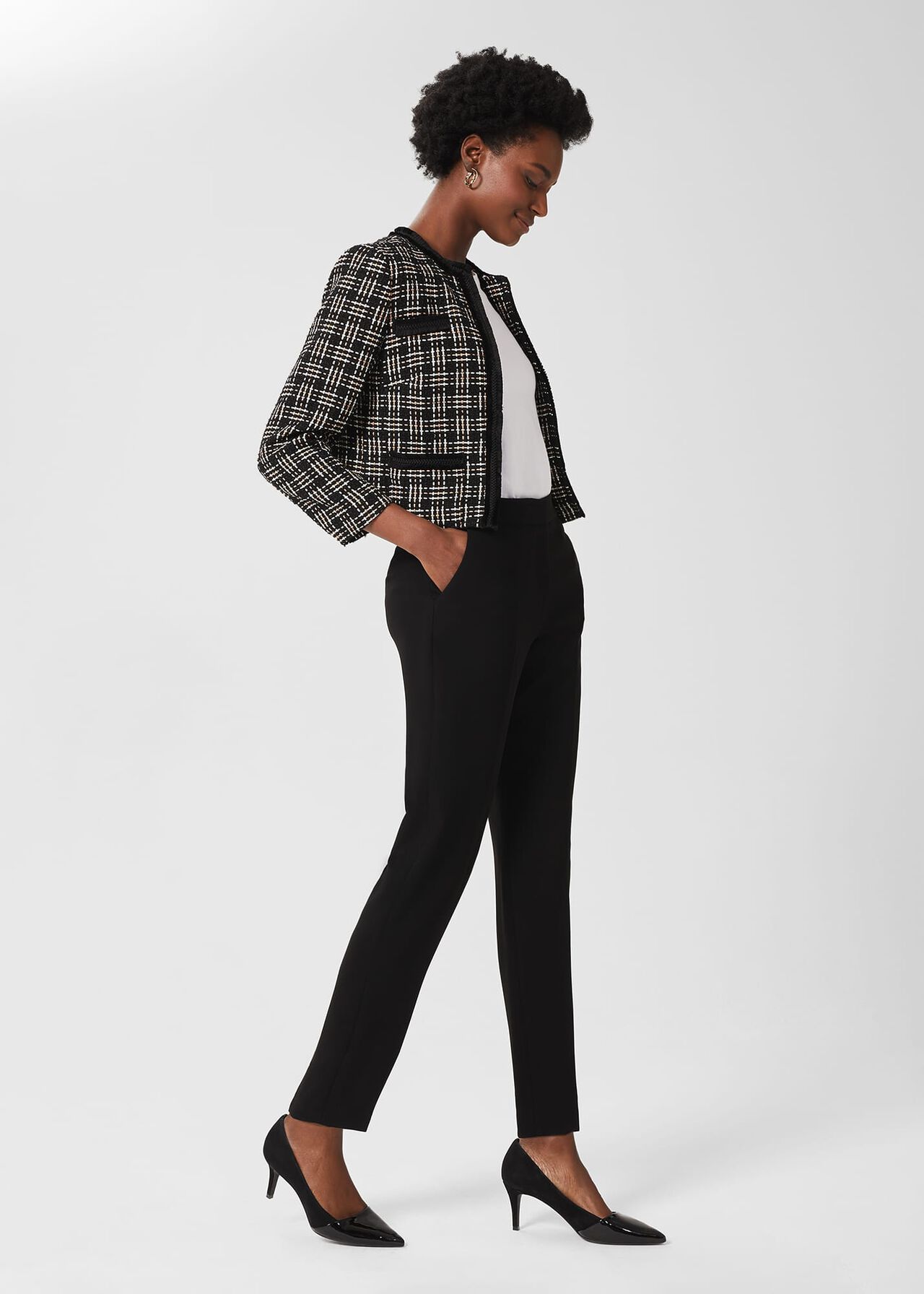 Petite Mel Tapered Trousers, Black, hi-res