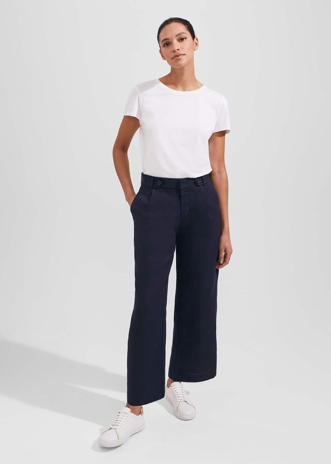 Keighley Crop Trousers, Navy, hi-res