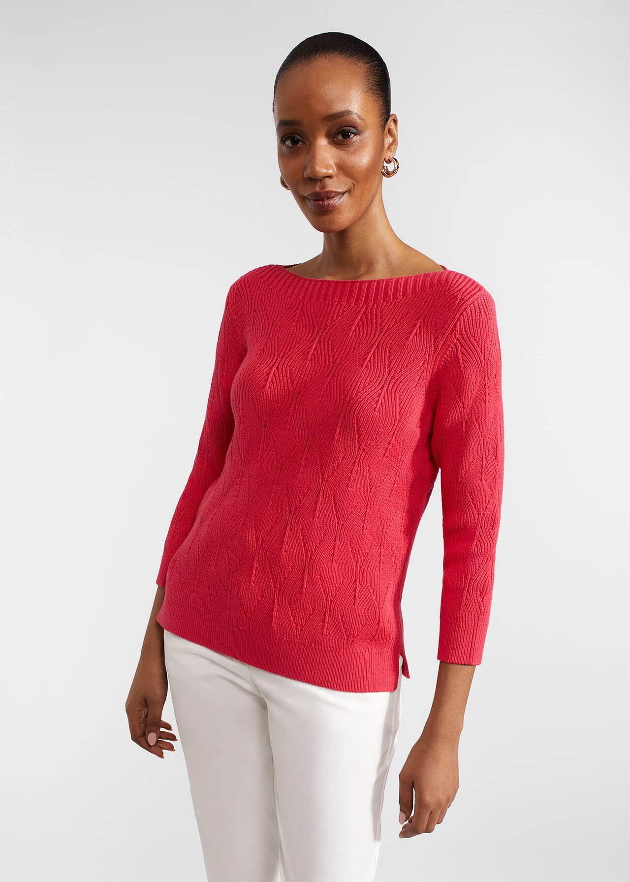 Laney Cotton Sweater, Rouge Pink, hi-res