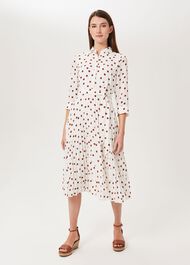 Leona Spot Midi Dress, Ivory Pecan, hi-res