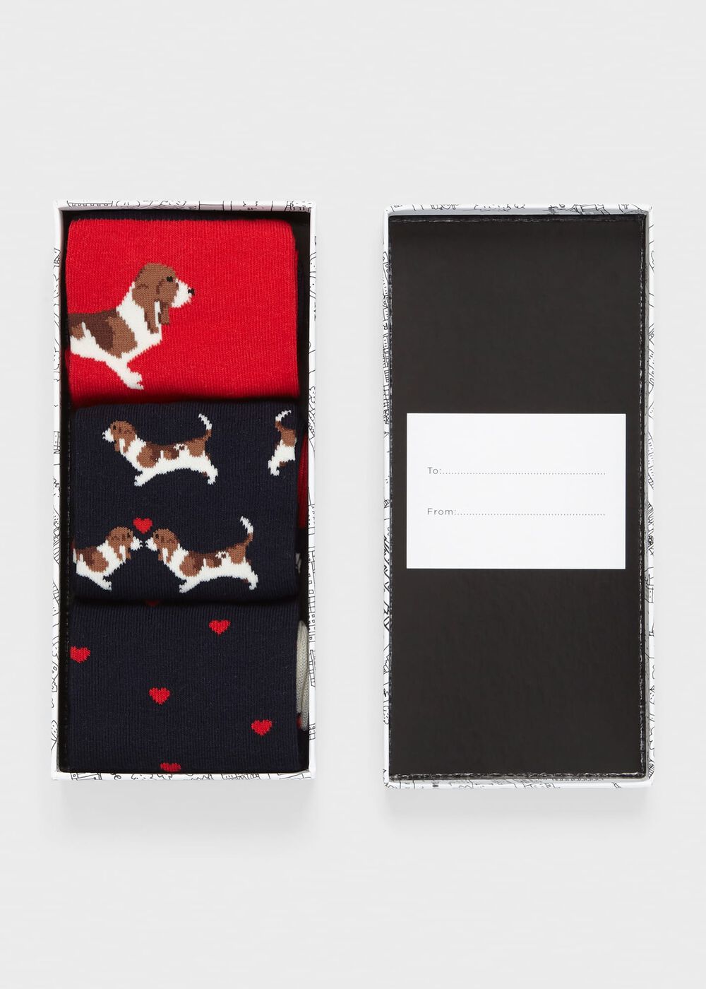 Beagle Dog Sock Set, Navy Red, hi-res
