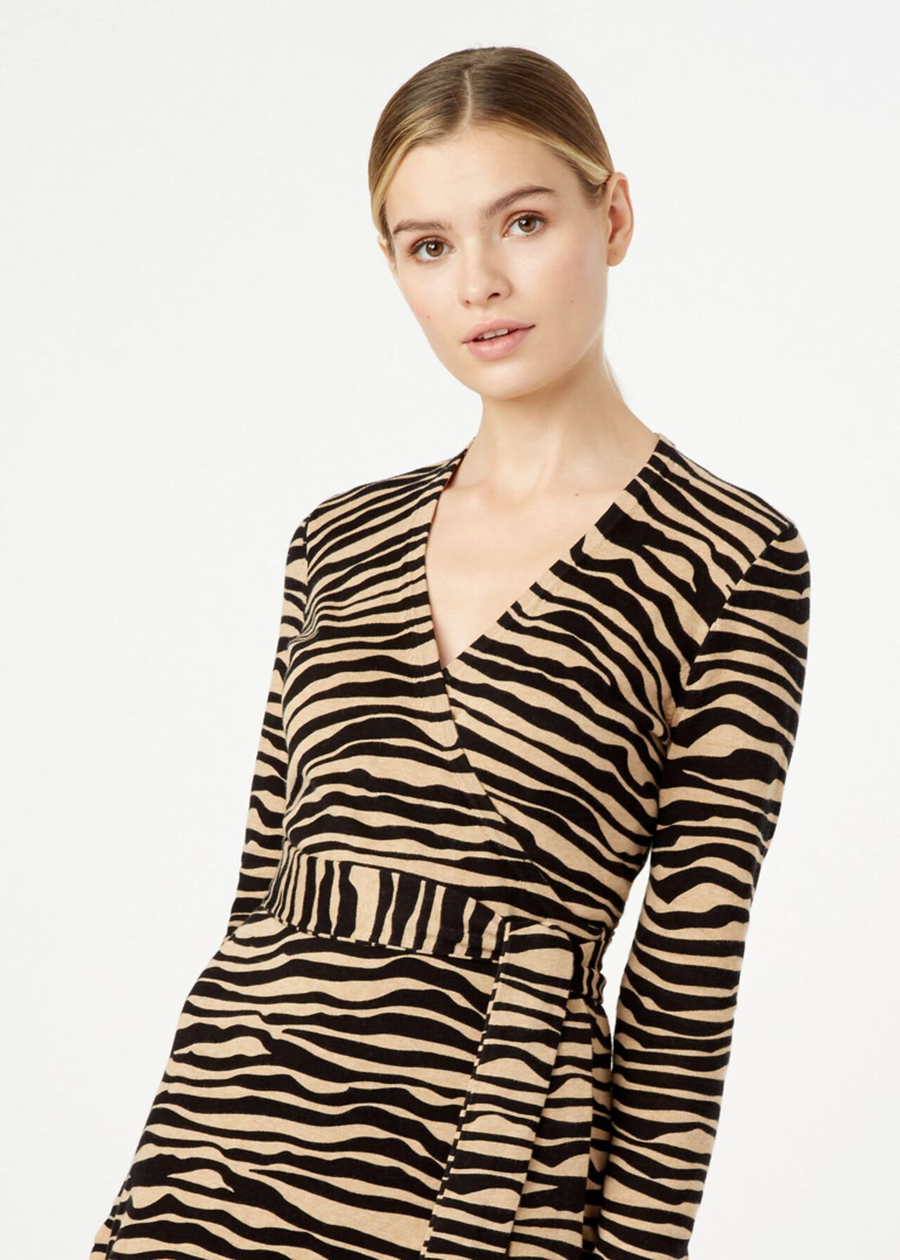 Rebecca Knitted Dress, Camel Black, hi-res
