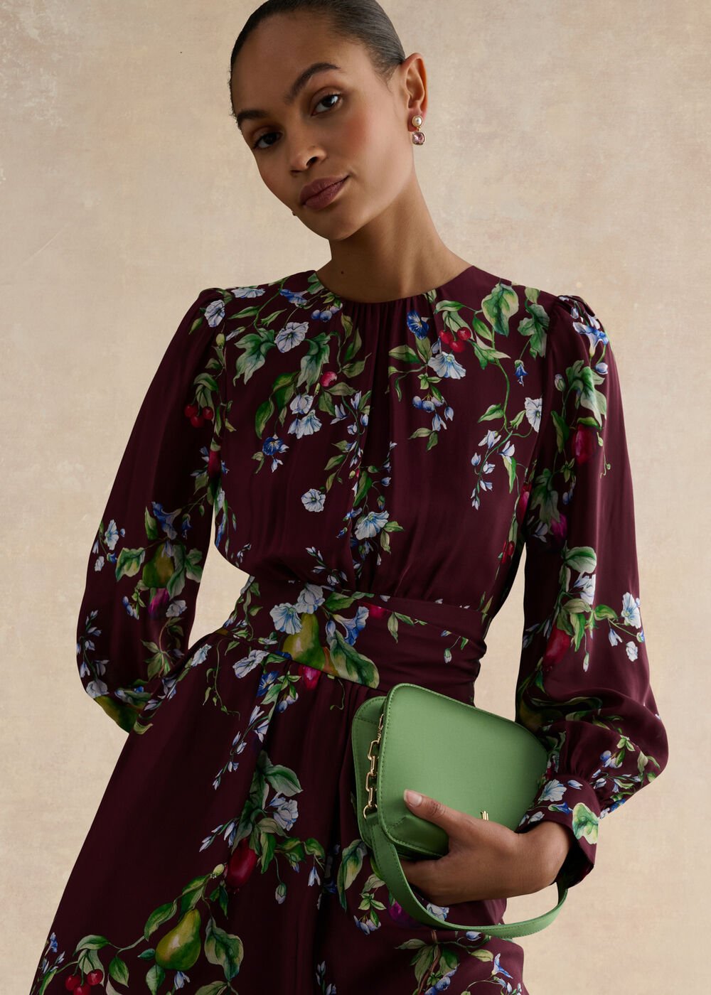 Iford Silk Dress, Onyx Red Multi, hi-res