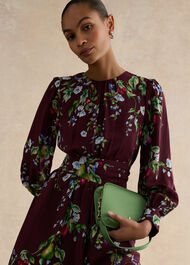 Iford Silk Dress, Onyx Red Multi, hi-res