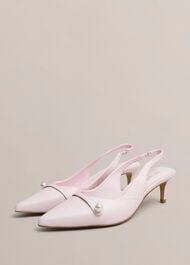 Serena Leather Slingbacks, Pale Pink, hi-res