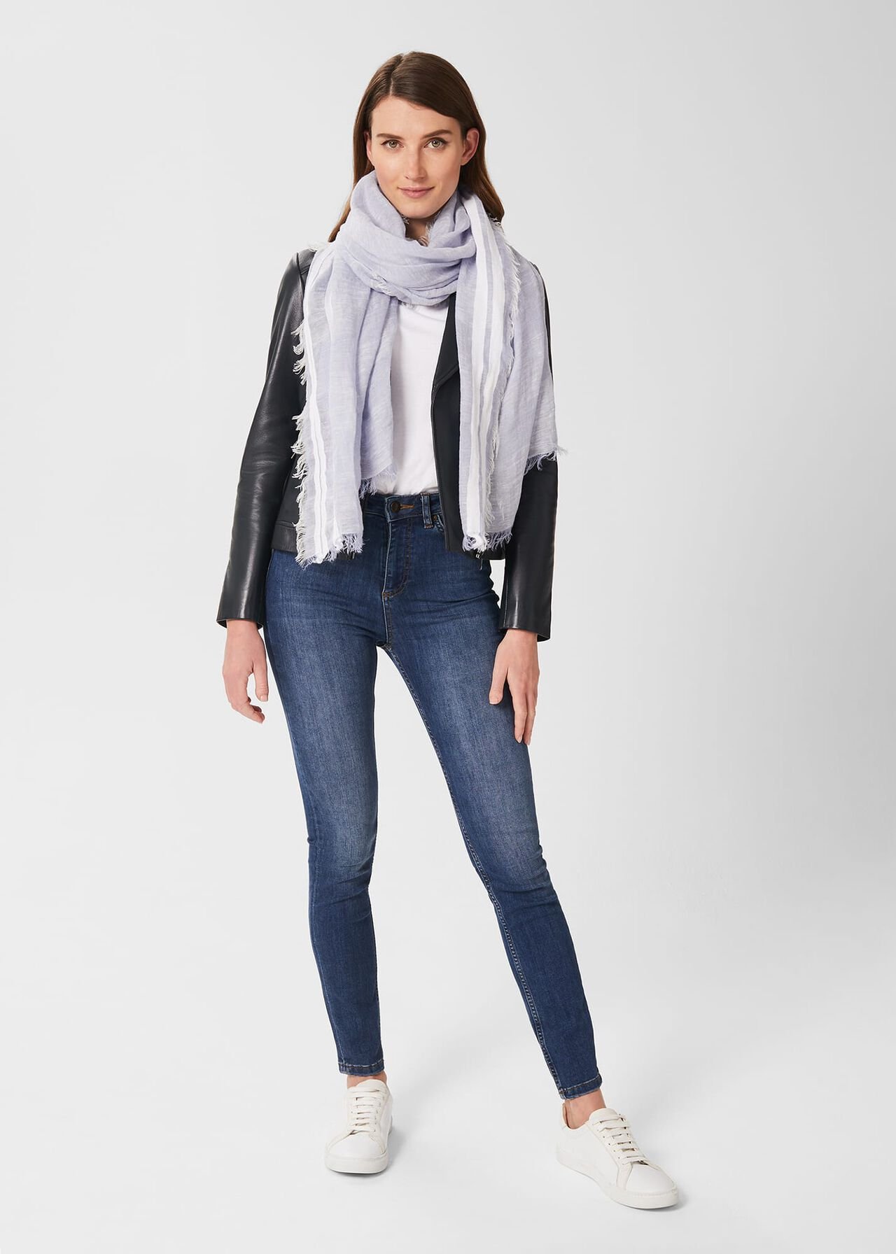 Maryam Linen Scarf , Serenity Blue, hi-res