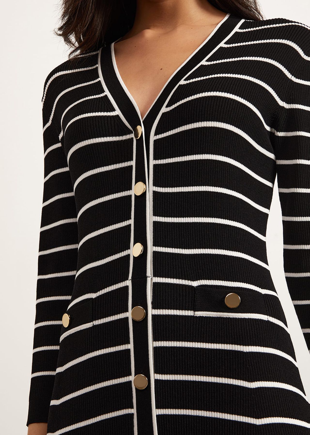 Belmont Knitted Dress, Black Ivory, hi-res
