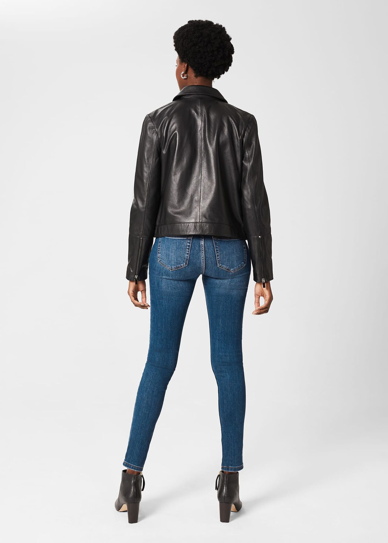 Elise Leather Jacket , Black, hi-res