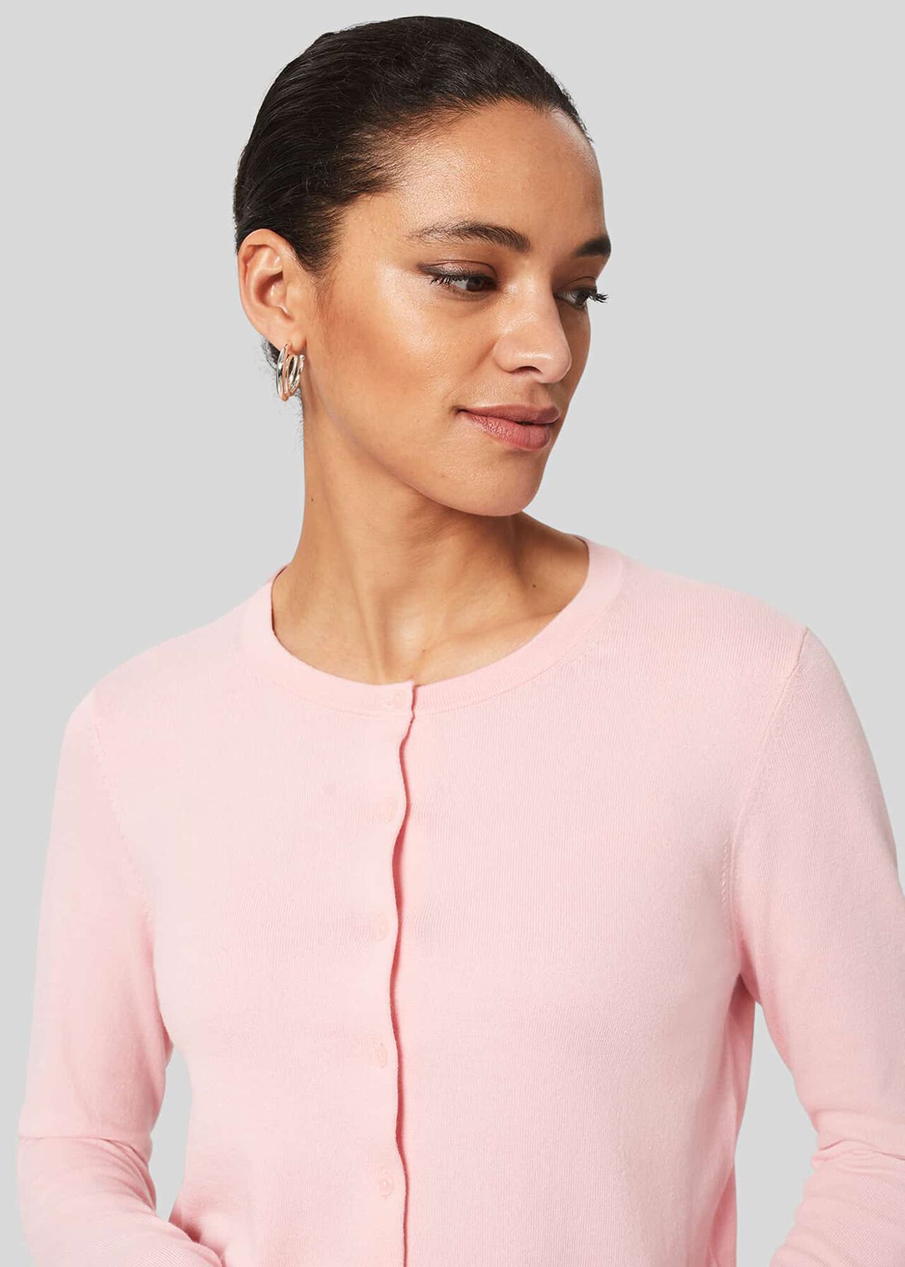 Michelle Cotton Cardigan , Pink, hi-res