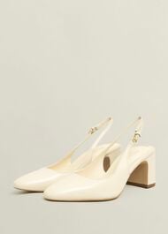Lily Leather Slingbacks, Buttercream, hi-res