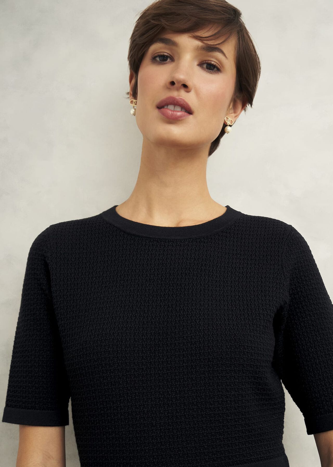 Petra Knitted Dress, Hobbs Black, hi-res