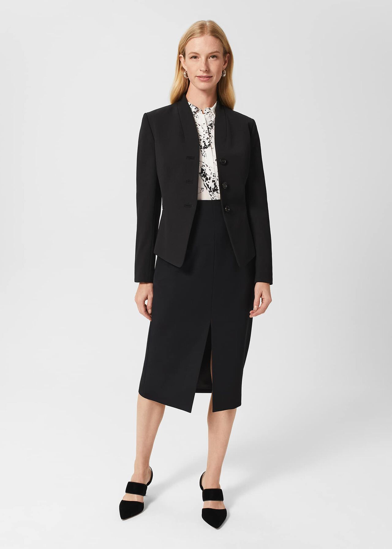 Eva Silk Printed Shirt, Ivory Black, hi-res