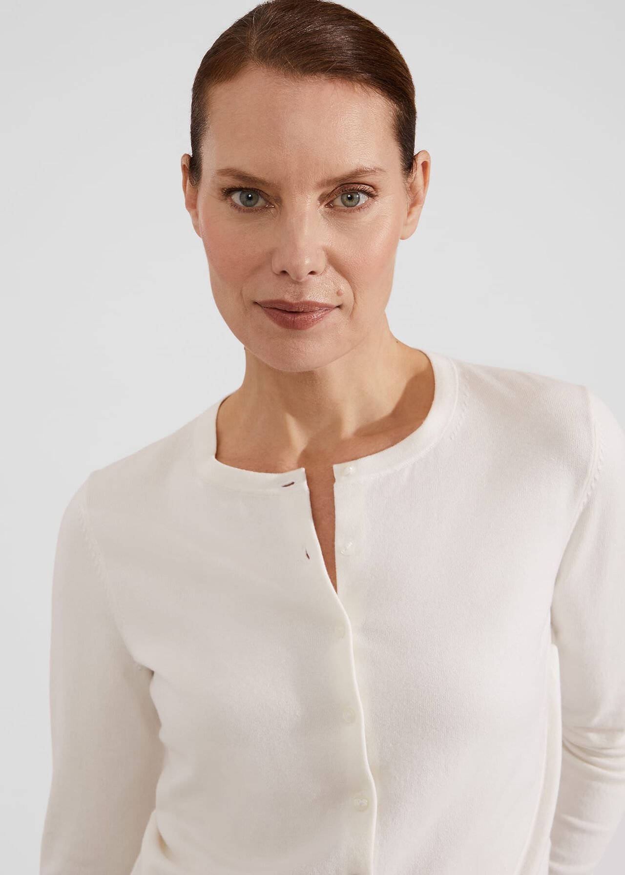 Michelle Cotton Cardigan, Ivory, hi-res