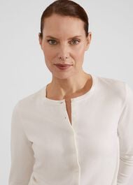 Michelle Cotton Cardigan, Ivory, hi-res
