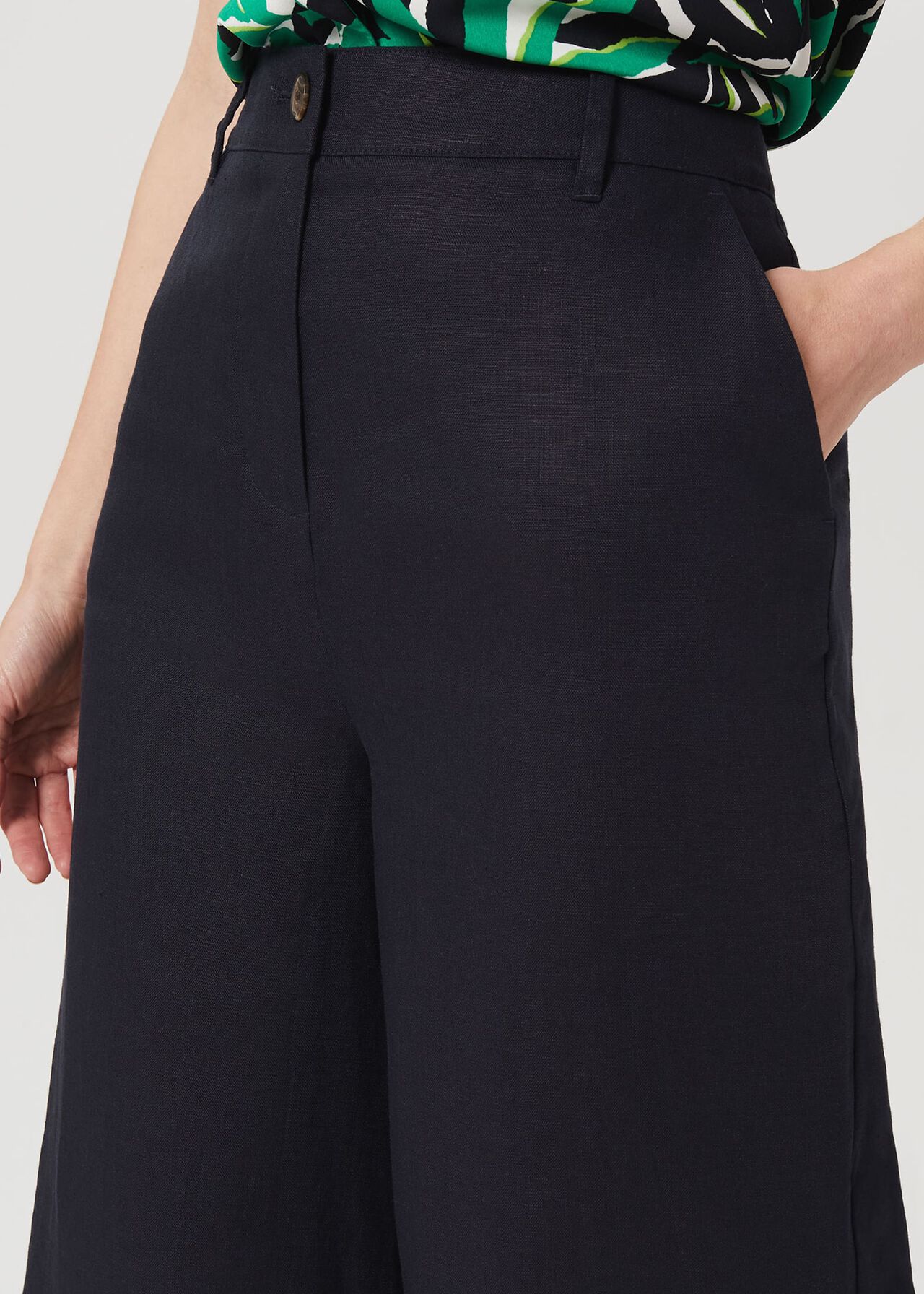 Toni Linen Culotte, Navy, hi-res