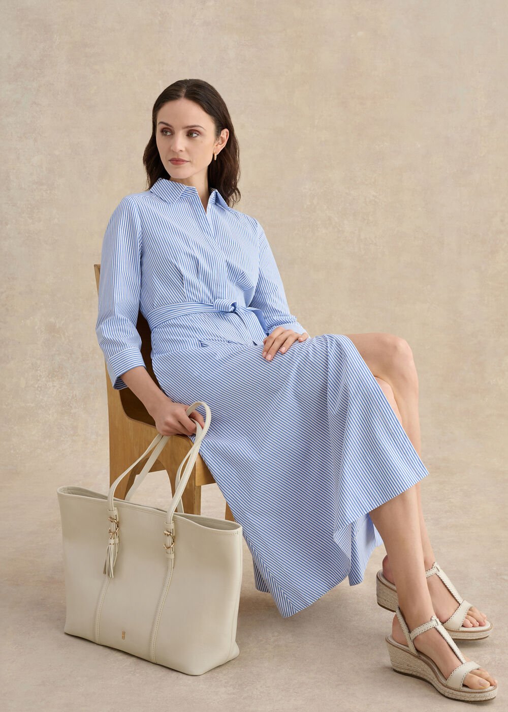 Petite Jane Shirt Stripe Dress, Blue Ivory, hi-res