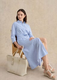 Petite Jane Shirt Stripe Dress, Blue Ivory, hi-res