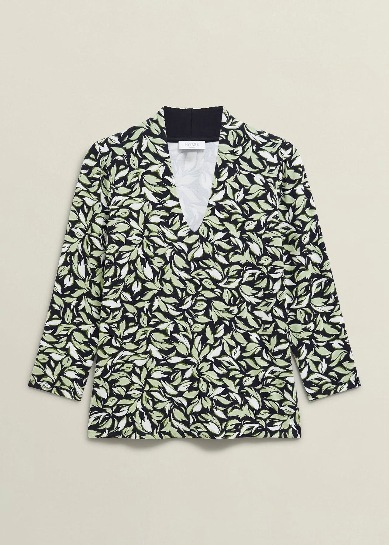 Aimee Printed Top, Navy Green, hi-res