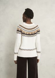 Anya Fairisle Chunky Crew Jumper, Ivory Camel, hi-res
