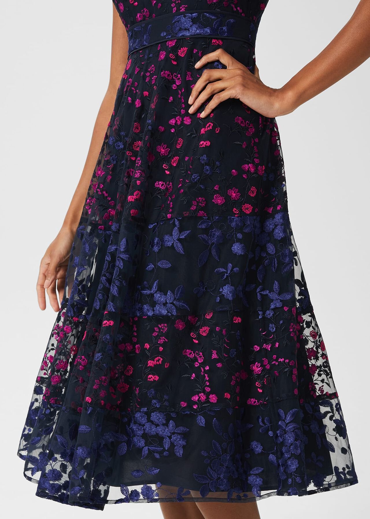 Kasia Floral Embroidered Dress, Navy Multi, hi-res
