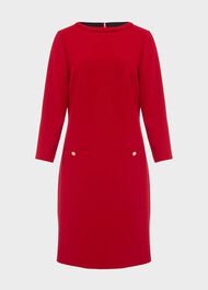 Petra Sleeved Dress, Cherry Red, hi-res