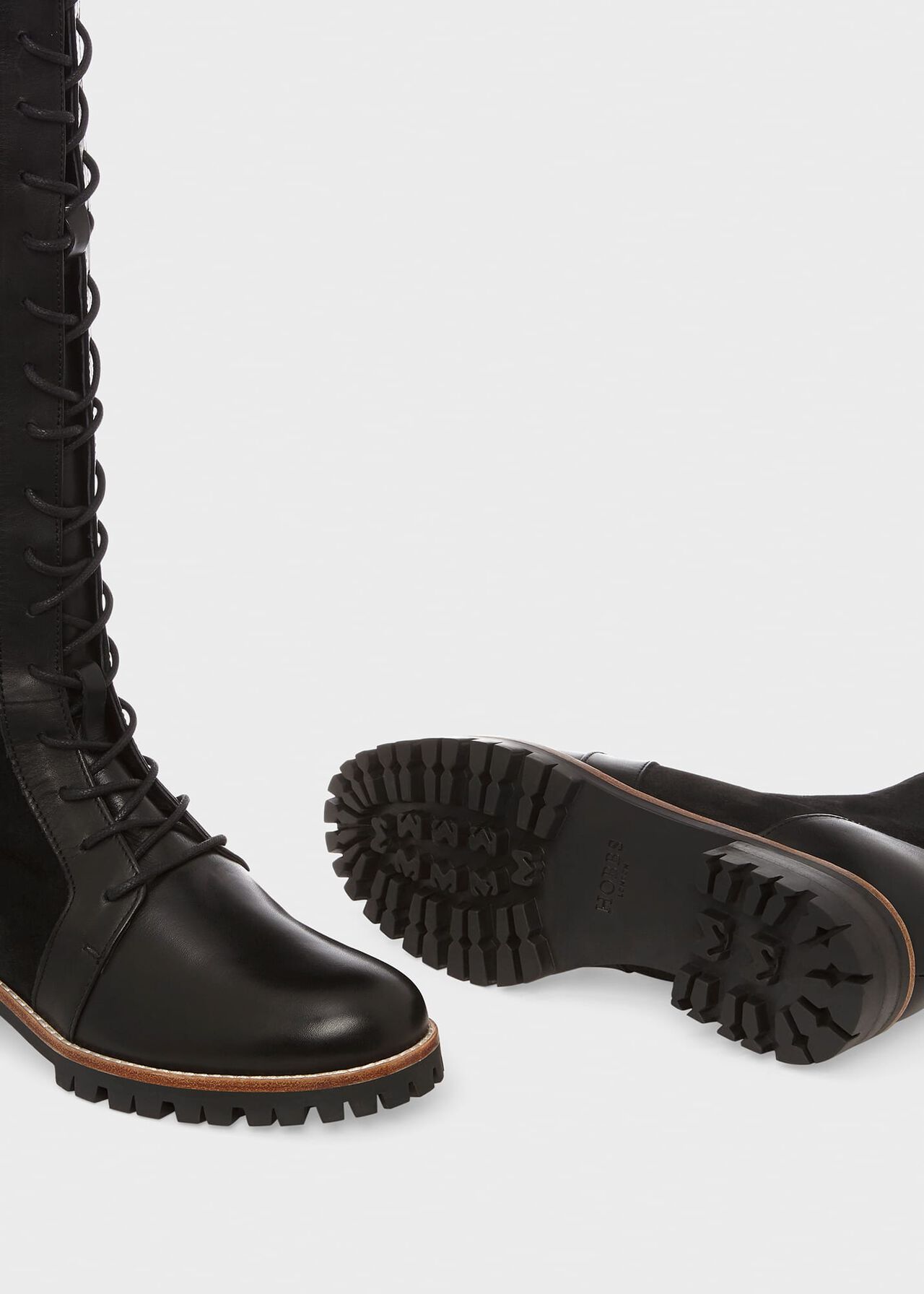 Devina Knee Boots, Black, hi-res