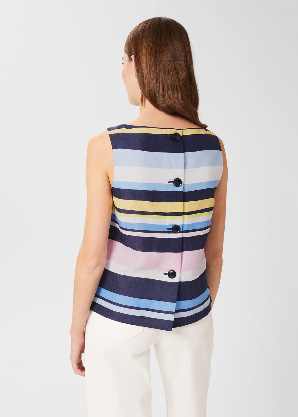 Kinsley Linen Sleeveless Top, Navy Multi, hi-res