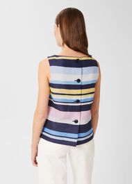 Kinsley Linen Sleeveless Top, Navy Multi, hi-res