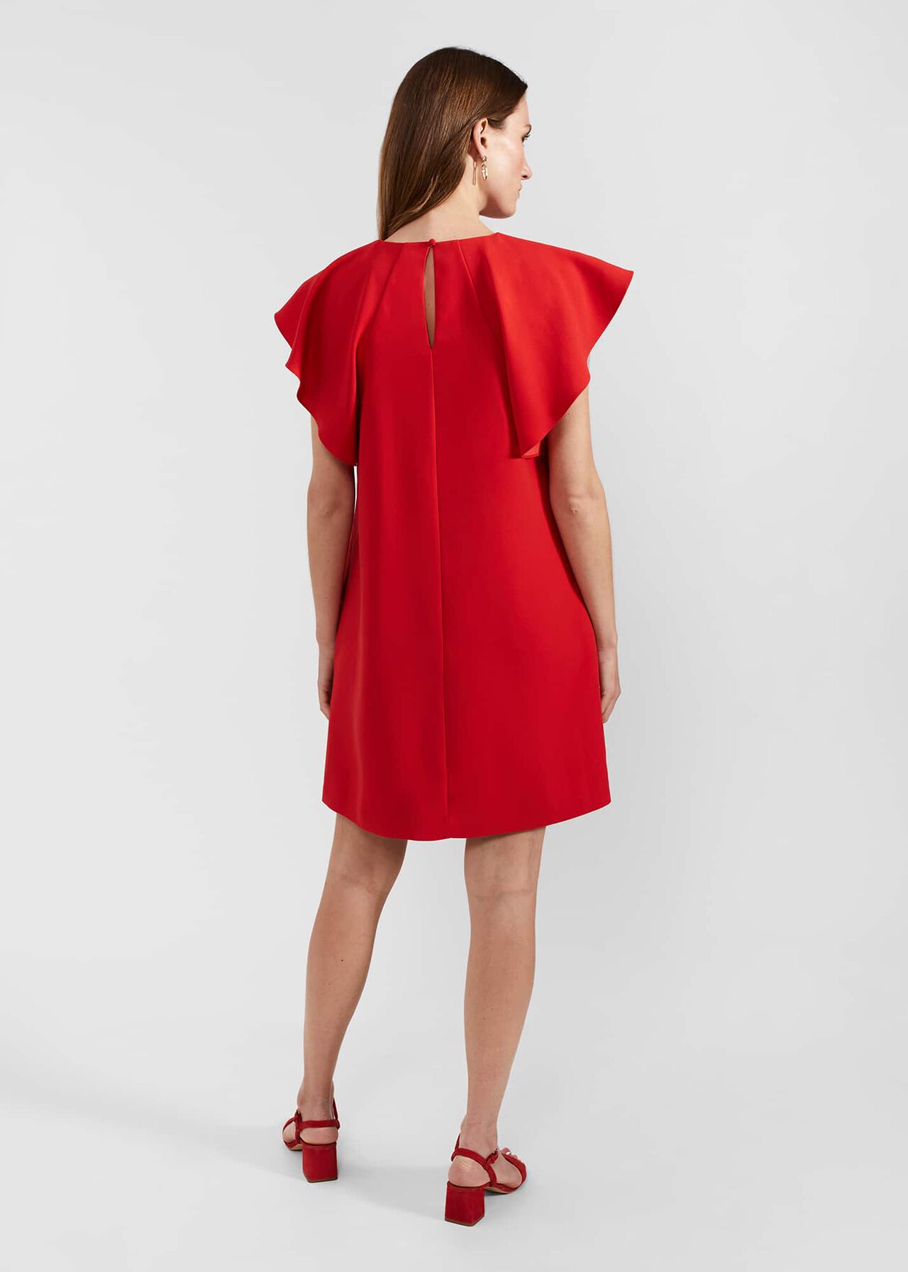 Rosario Frill Sleeveless Dress, Cherry Red, hi-res