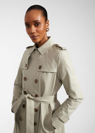 Petite Saskia Shower Resistant Trench Coat, Sage Green, hi-res
