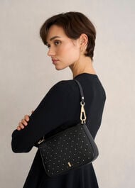 Briella Leather Stud Bag, Black, hi-res