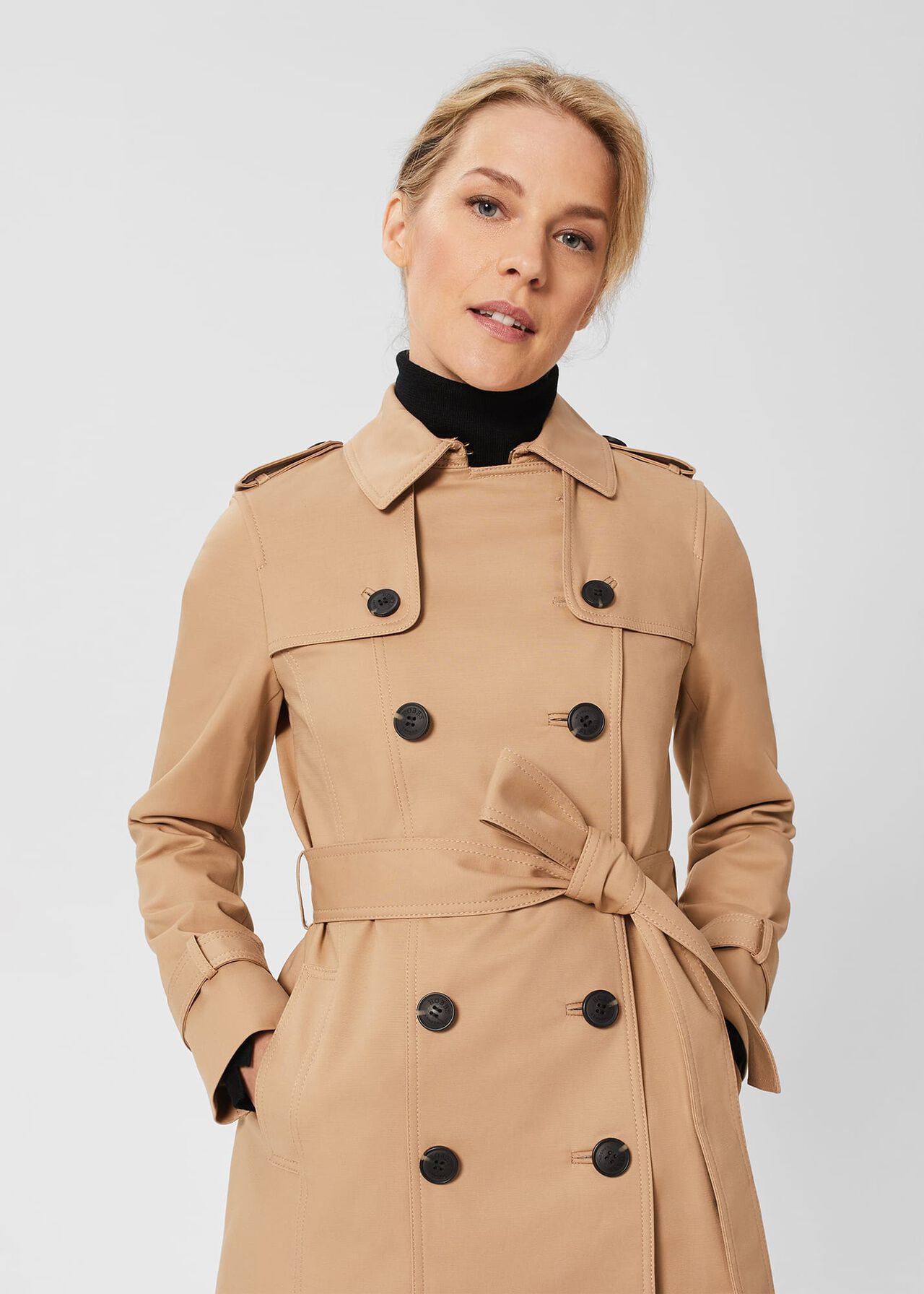 Petite Saskia Shower Resistant Trench Coat, Tan, hi-res