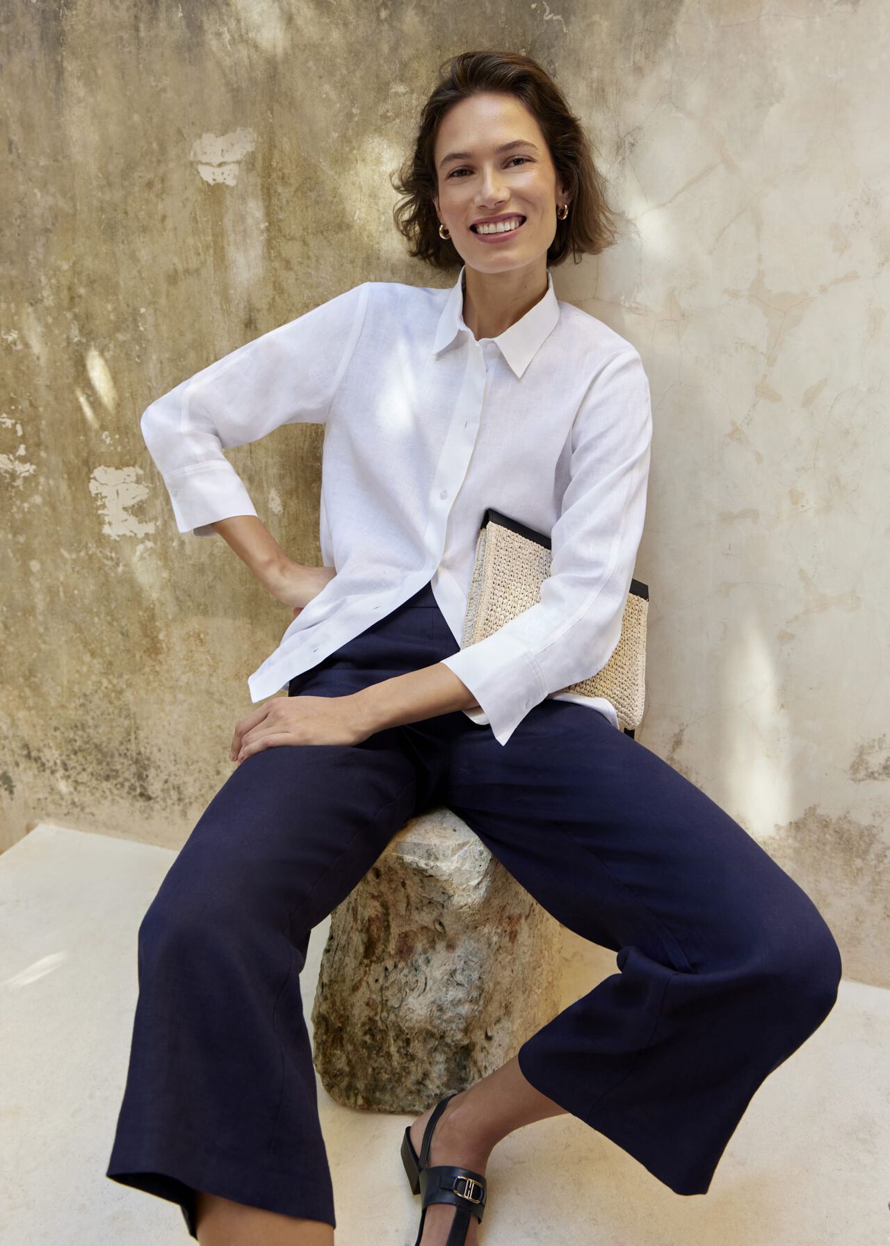 Vita Linen Shirt, White, hi-res