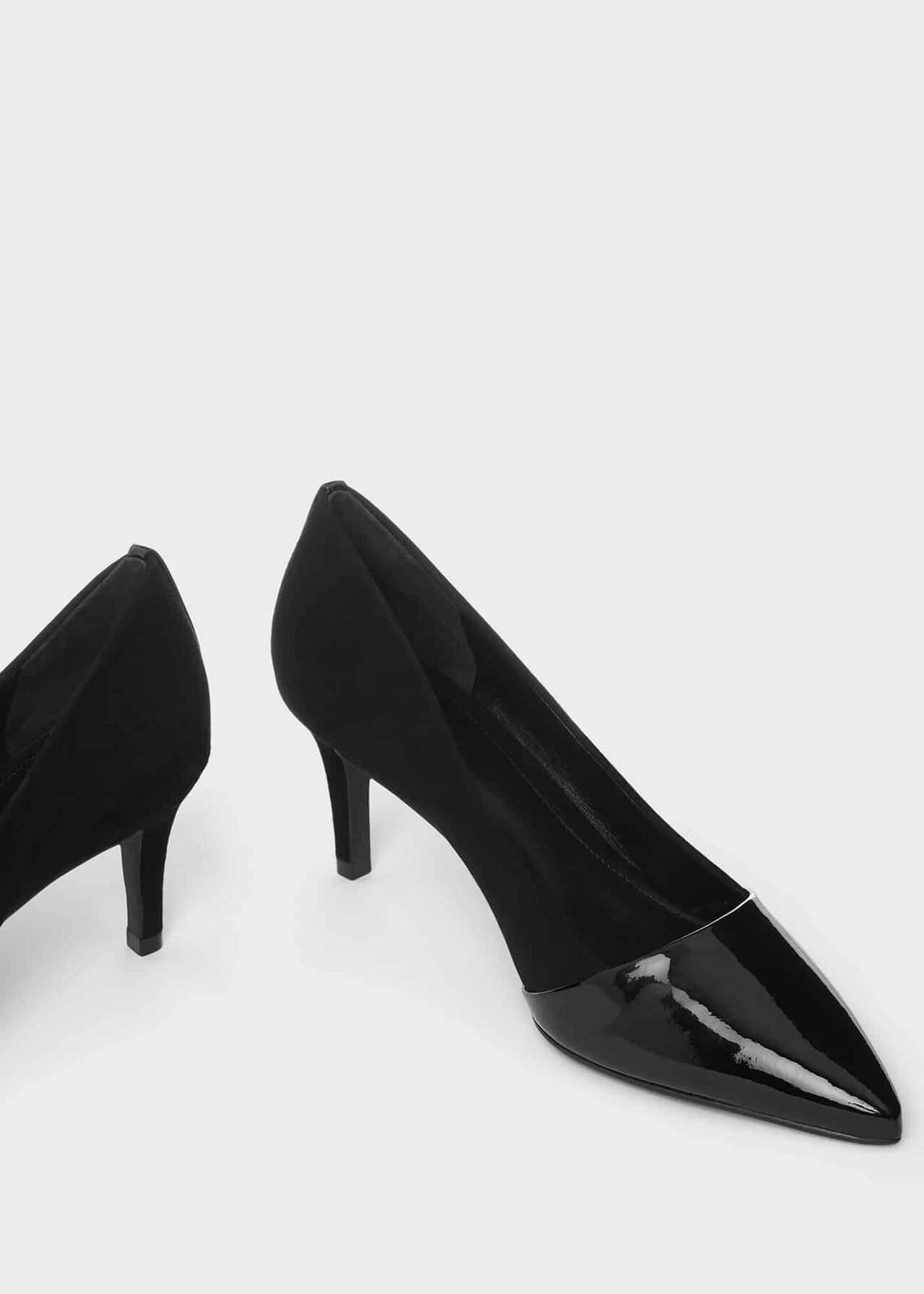 Rowan Suede Court Shoes, Black, hi-res