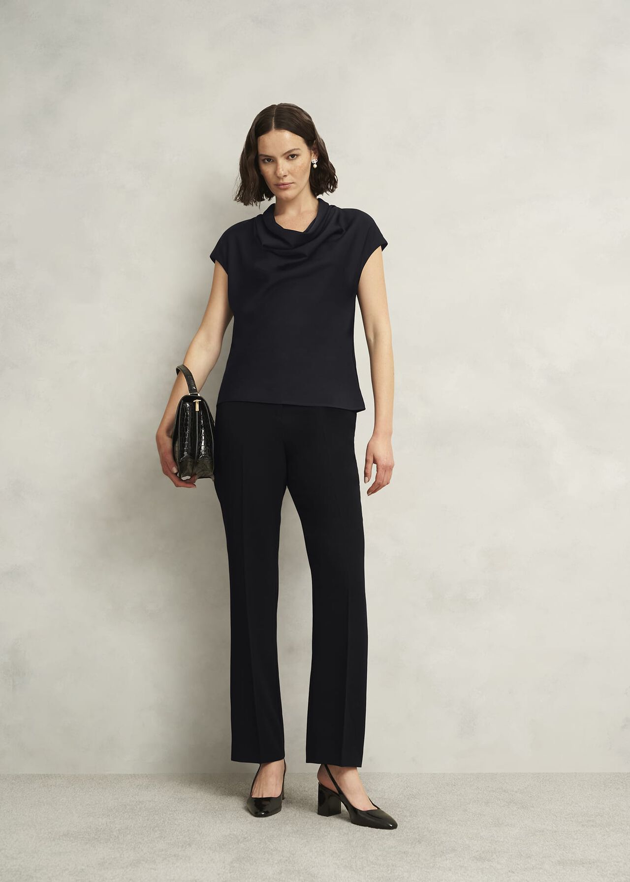Miranda Cowl Top, Black, hi-res