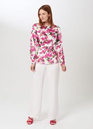 Rosie Floral Top, Ivory Fuchsia, hi-res