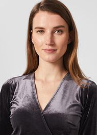 Livvy Velvet Wrap Top, Navy, hi-res