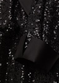 Carys Sequin Tux Dress, Black, hi-res