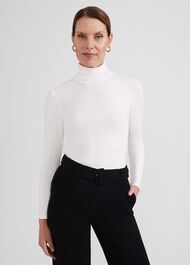 Mischa Roll Neck Top, Ivory, hi-res