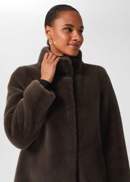 Maddox Faux Fur Coat, Charcoal Grey, hi-res