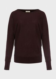 Sara Sparkle Batwing Jumper, Black Burgundy, hi-res