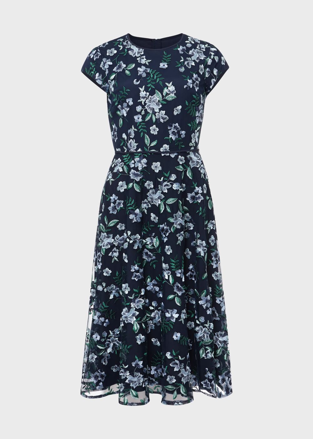 Petite Tia Embroidered Dress, Pale Blue Multi, hi-res