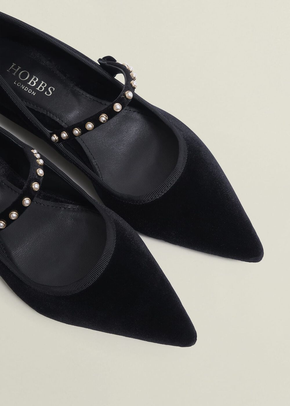 Juliana Velvet Point Toe Flats, Black, hi-res